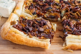 Caramelized Onions and Mushrooms Tart with Blue Cheese