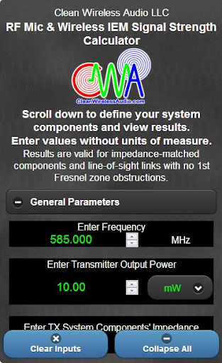 Wireless Mic IEM RSSI Calc