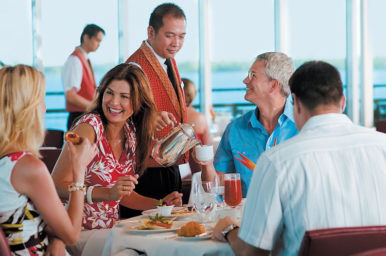 Look for attentive service during the breakfast and lunch buffet at La Veranda on the Paul Gauguin.
