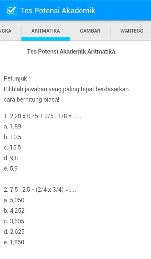 Petunjuk Soal Saat Tes Tpa Bepennas