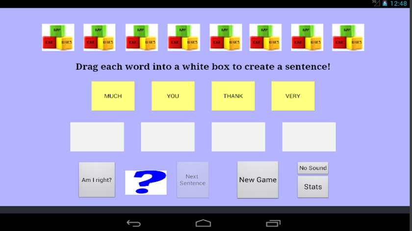 Sentence Builder Screen 1