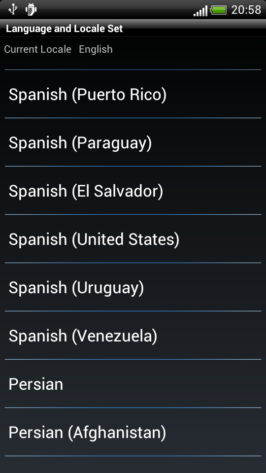 Language and Locale Set Screen 2