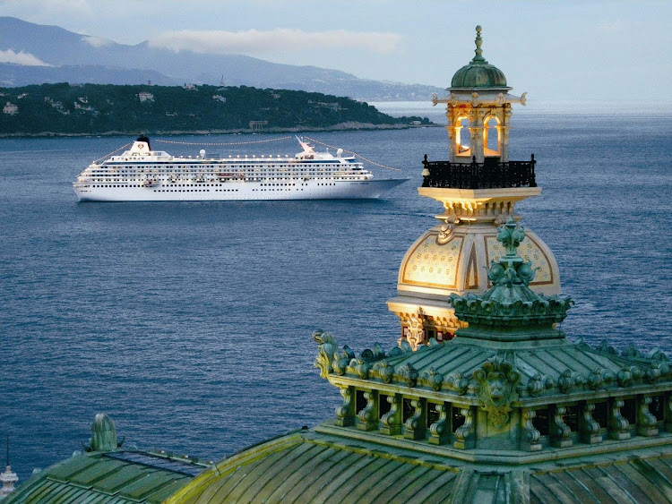 Monte Carlo is dazzling in the morning, as Crystal Symphony alights in the bay.