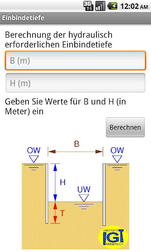 Hydraulische Einbindetiefe