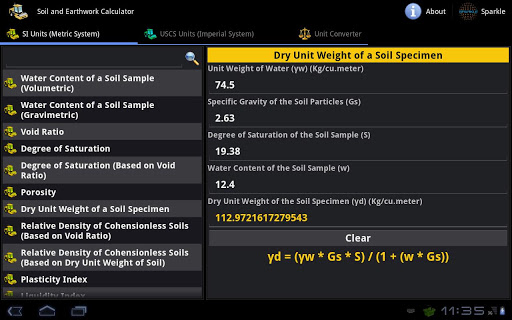 Soil Earthwork Calc. Tablet