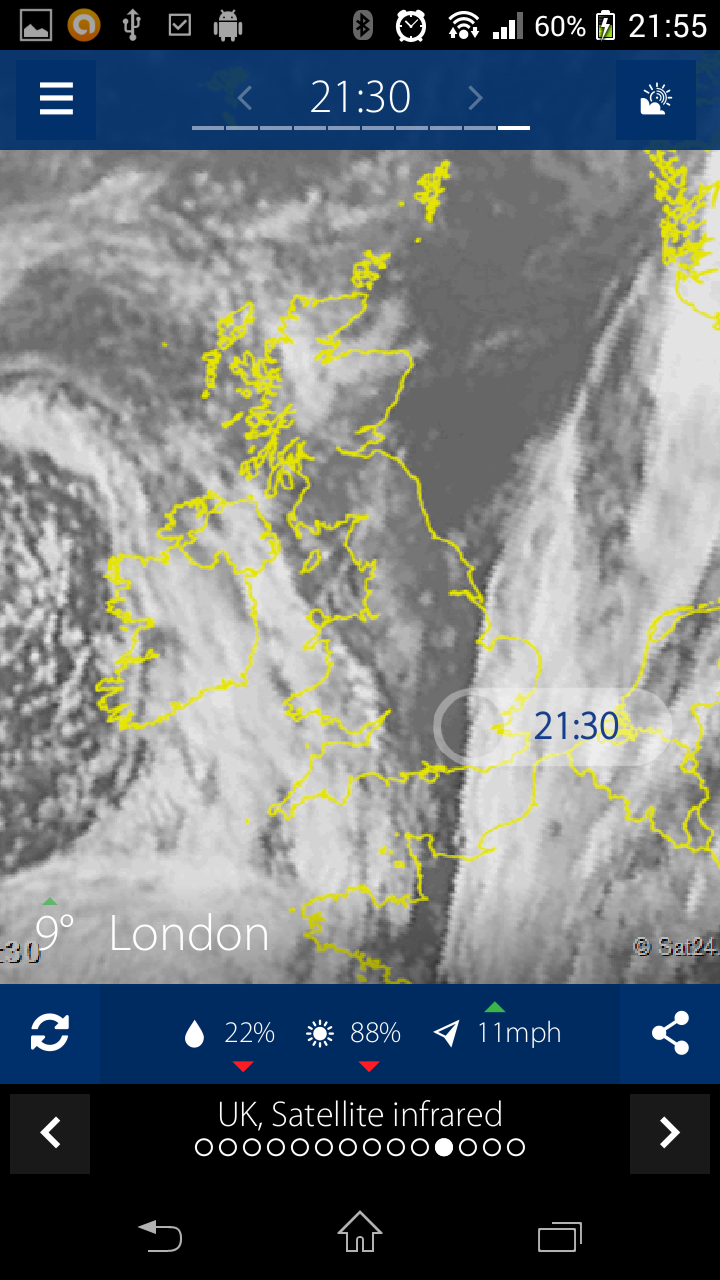 Android application Sat24, Weather satellite screenshort