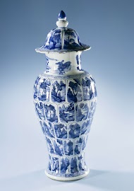 Baluster covered vase with landscapes in panels