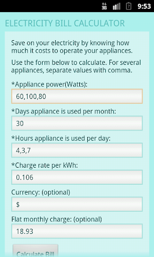 Electricity Bill Calculator