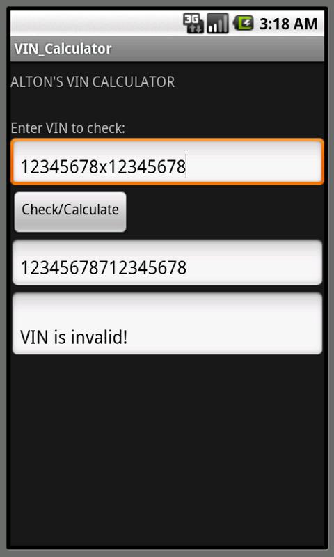 Altons VIN Calculator Screen 3