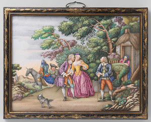 RIJKS: anonymous: Two plaques depicting European fêtes champêtres 1775