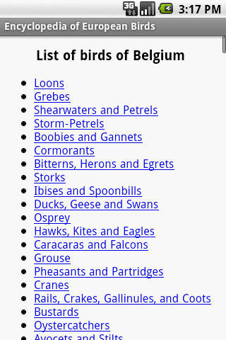 Encyclopedia Of European Birds Screen 3