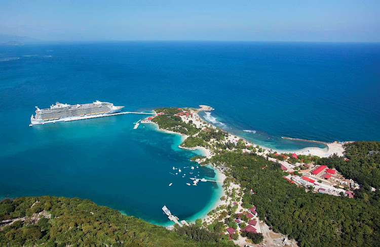 An aerial view of Labadee, Haiti, Royal Caribbean's 260-acre private beach playground on Haiti's north coast. 