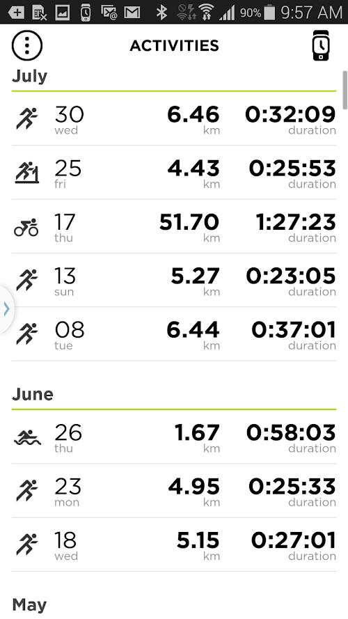 Android application TomTom MySports screenshort
