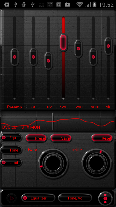 Poweramp skin Neon Red Screen 3