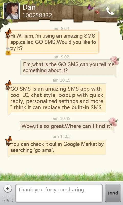 GO SMS Pro Springtime tema - screenshot