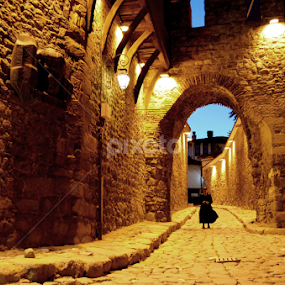 Night Walk in the Old Town by Rumiana Doncheva - City,  Street & Park Historic Districts