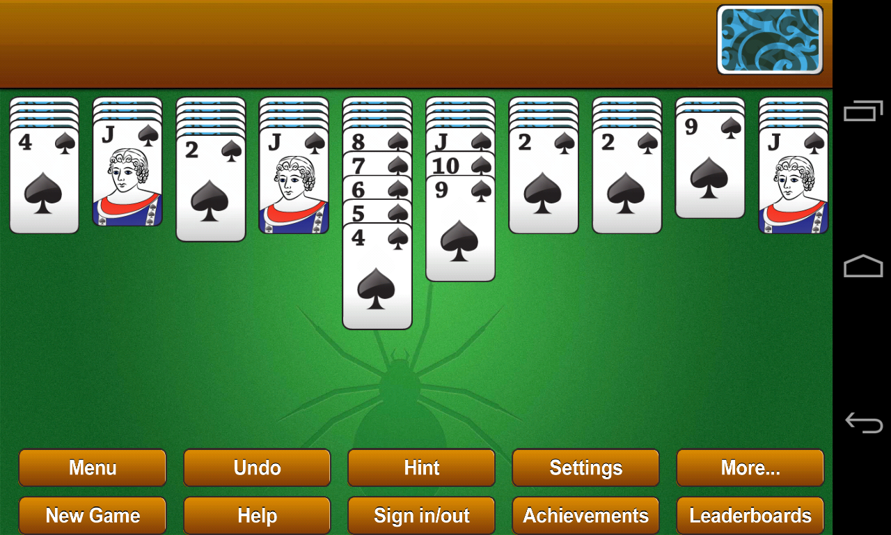 Android application Classic Spider Solitaire screenshort