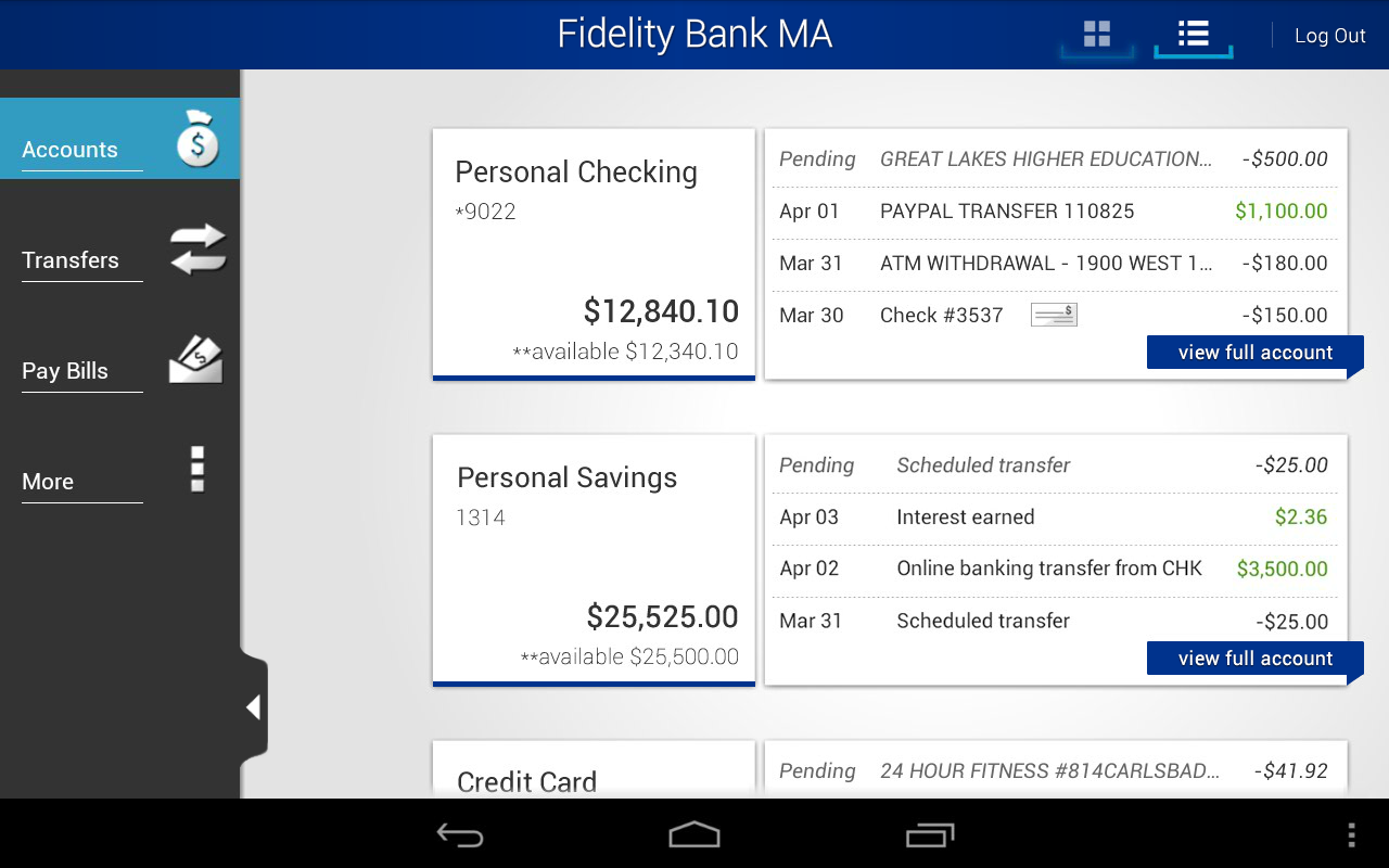 Fidelity Bank MA - screenshot
