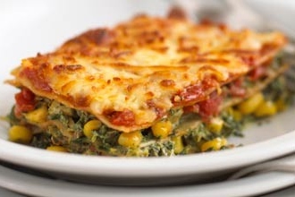 Spinach and sweetcorn lasagne recipe