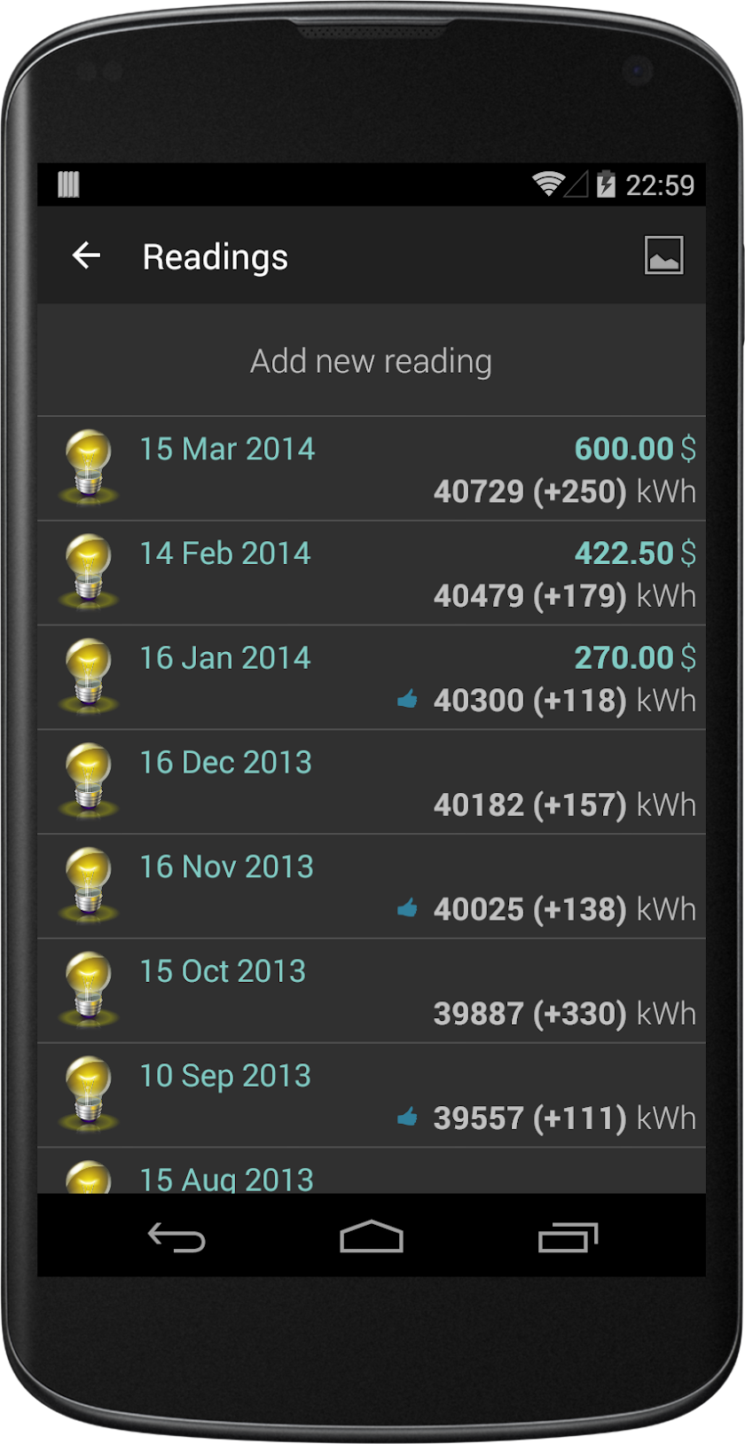 Meter Readings Screen 2