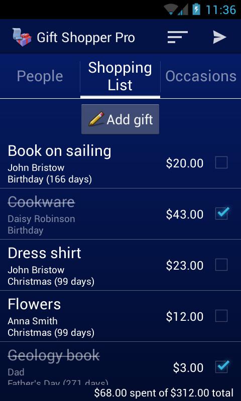 Gift Shopper Pro Screen 2