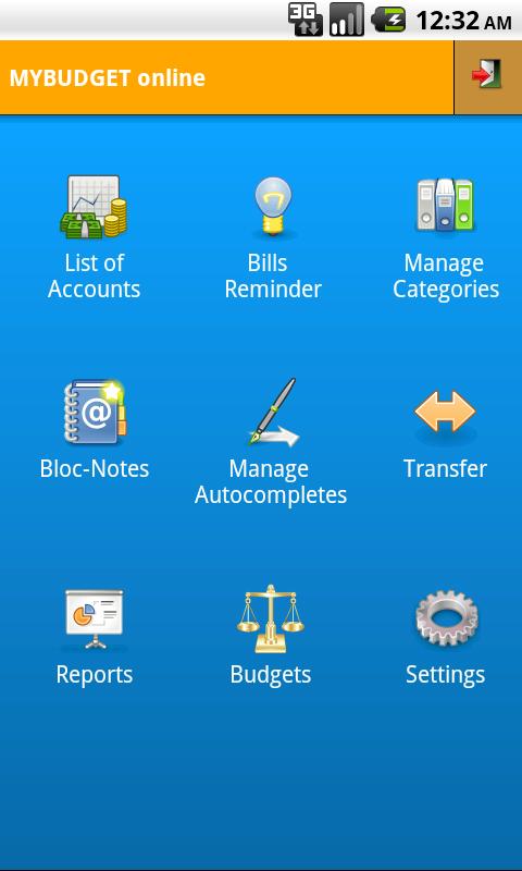Android application MyBudget online screenshort