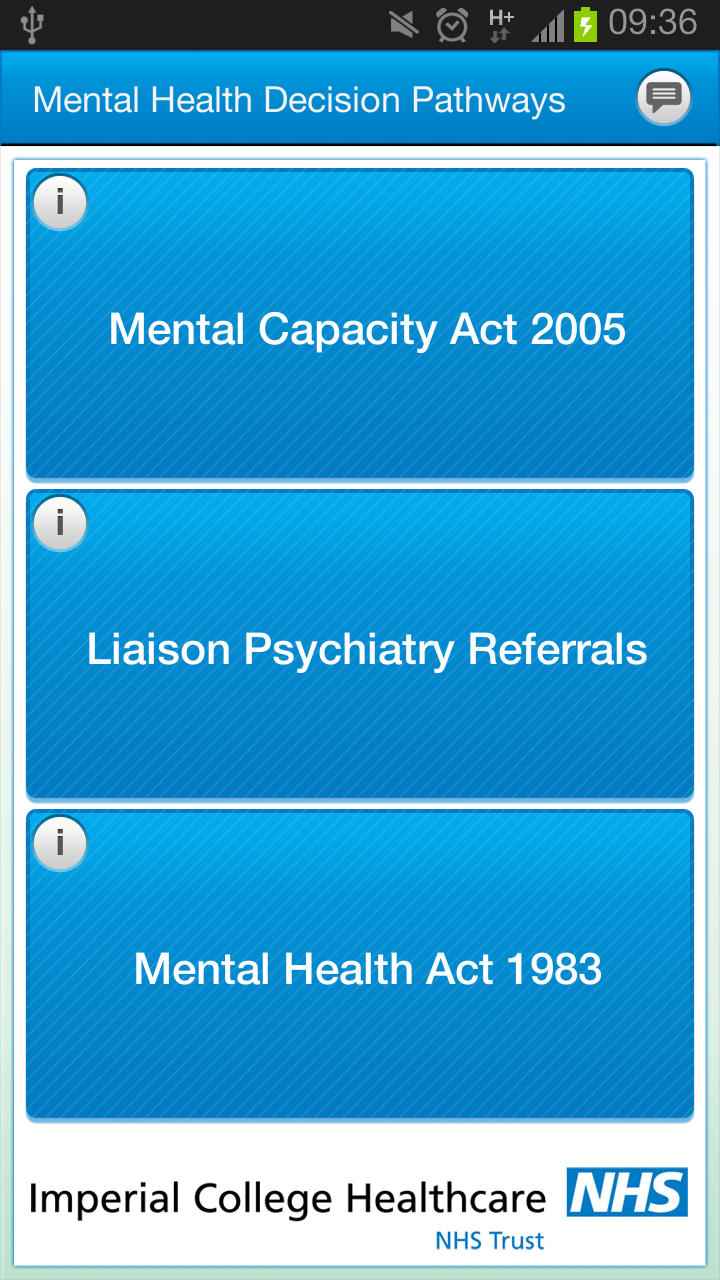 Android application MCA &amp; MHA Decision Pathways screenshort