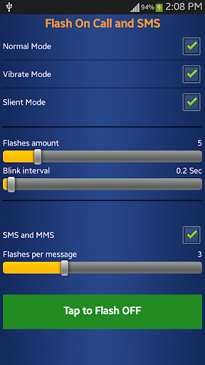 Flash Blink on call and SMS