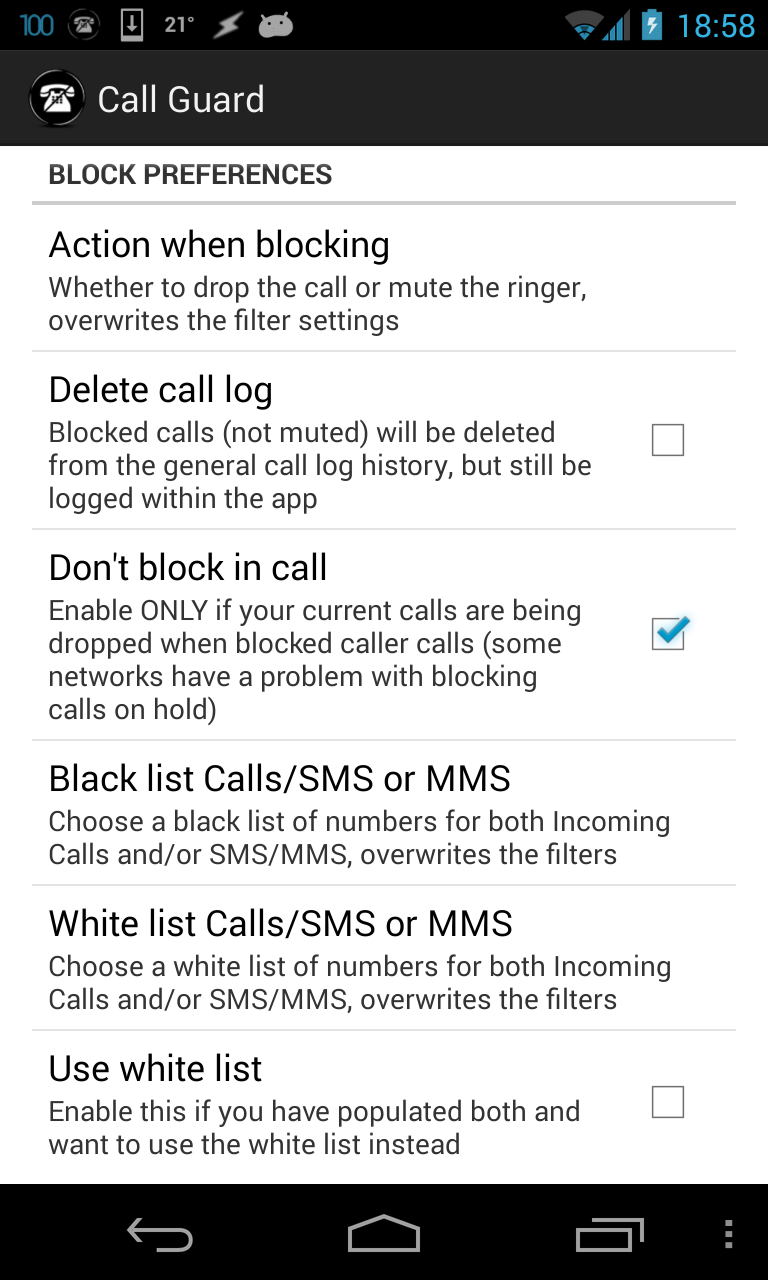 Call Guard-SMS &amp; Call Blocker Screen 3