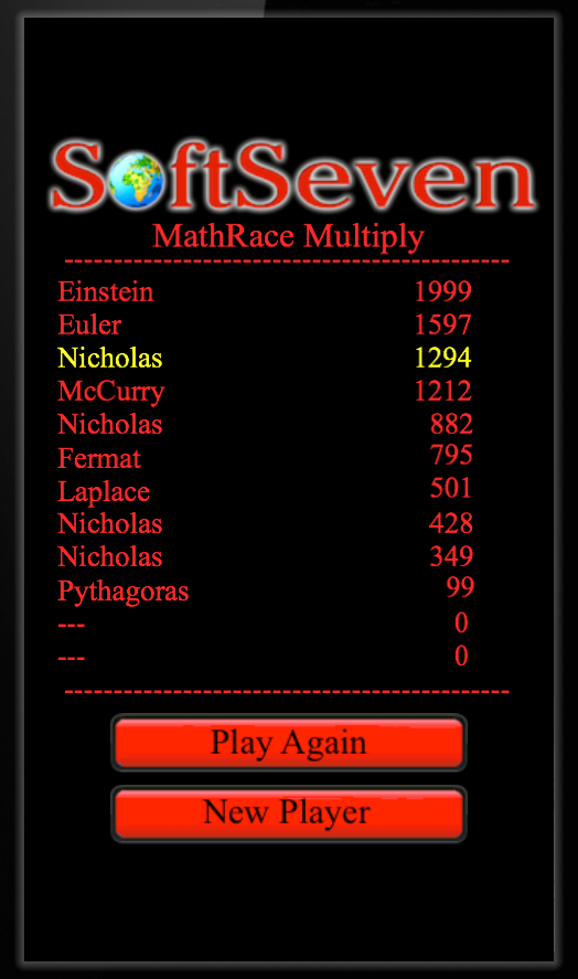 MathRace Multiply Screen 2