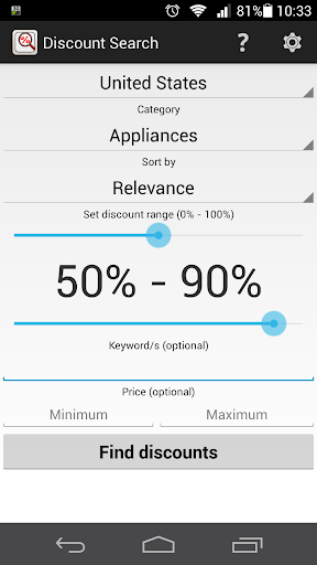 Search Discounts Price Range