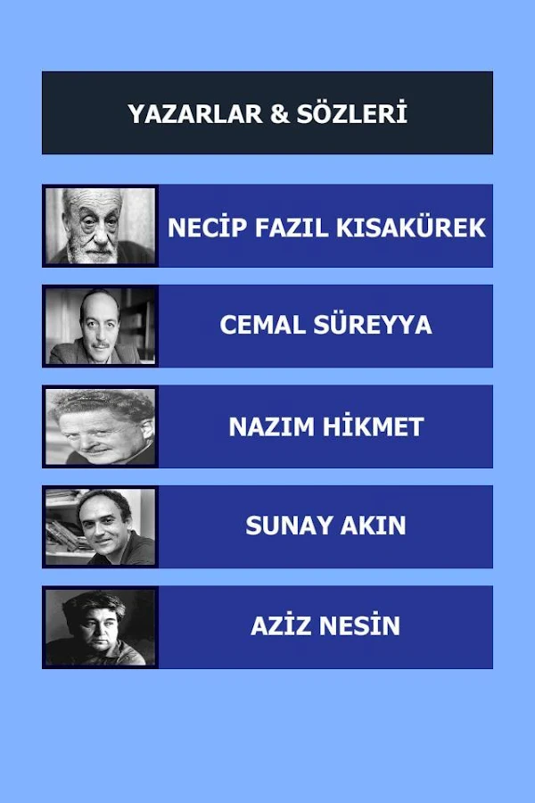 Yazarlar ve Sözleri - screenshot