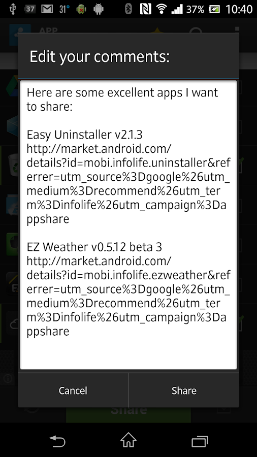 App Share - Facebook/G+/Email - screenshot