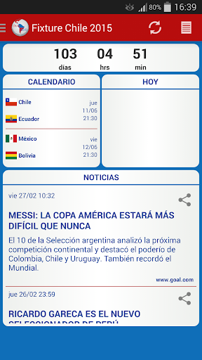 Fixture Chile 2015