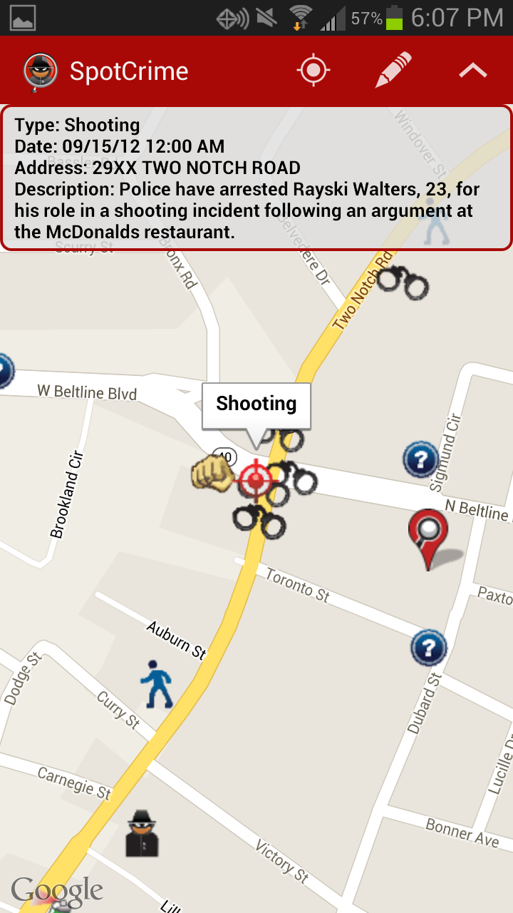 SpotCrime Crime Map Screen 3