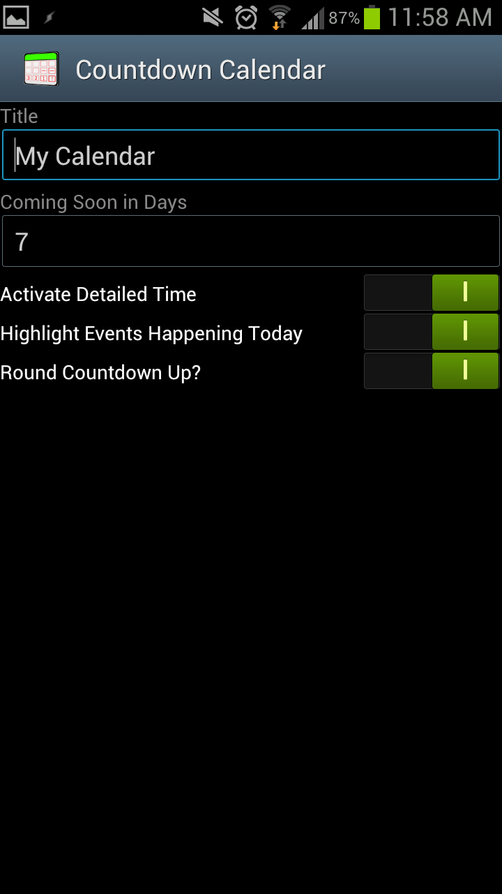 Countdown Calendar Screen 3