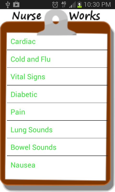 NurseWorks Assessments Screen 1