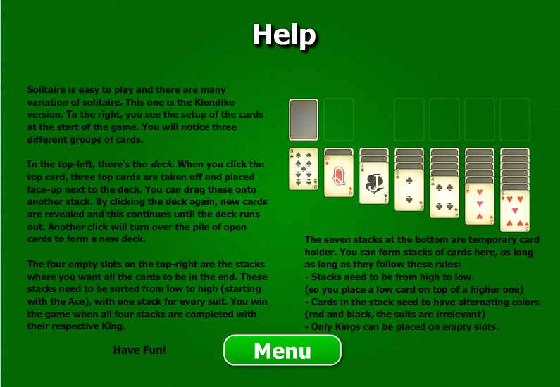 How do you set up solitaire?