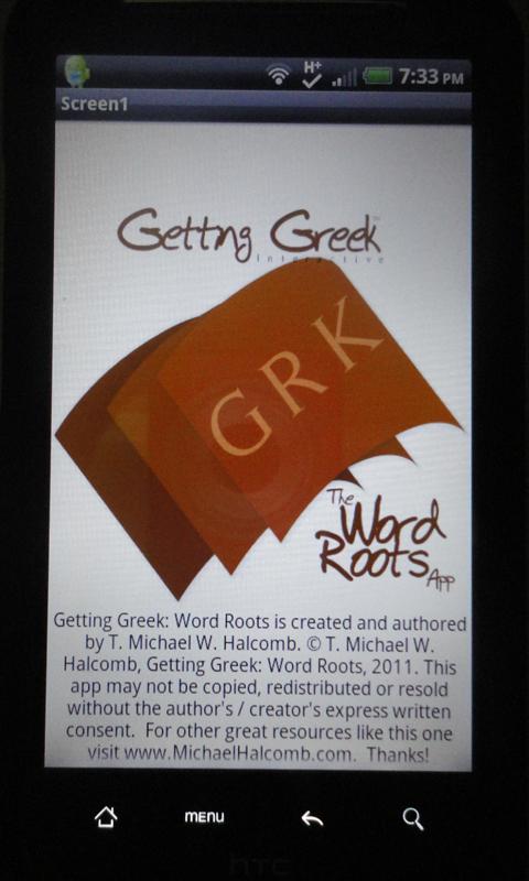 Android application Getting Greek: Word Roots screenshort