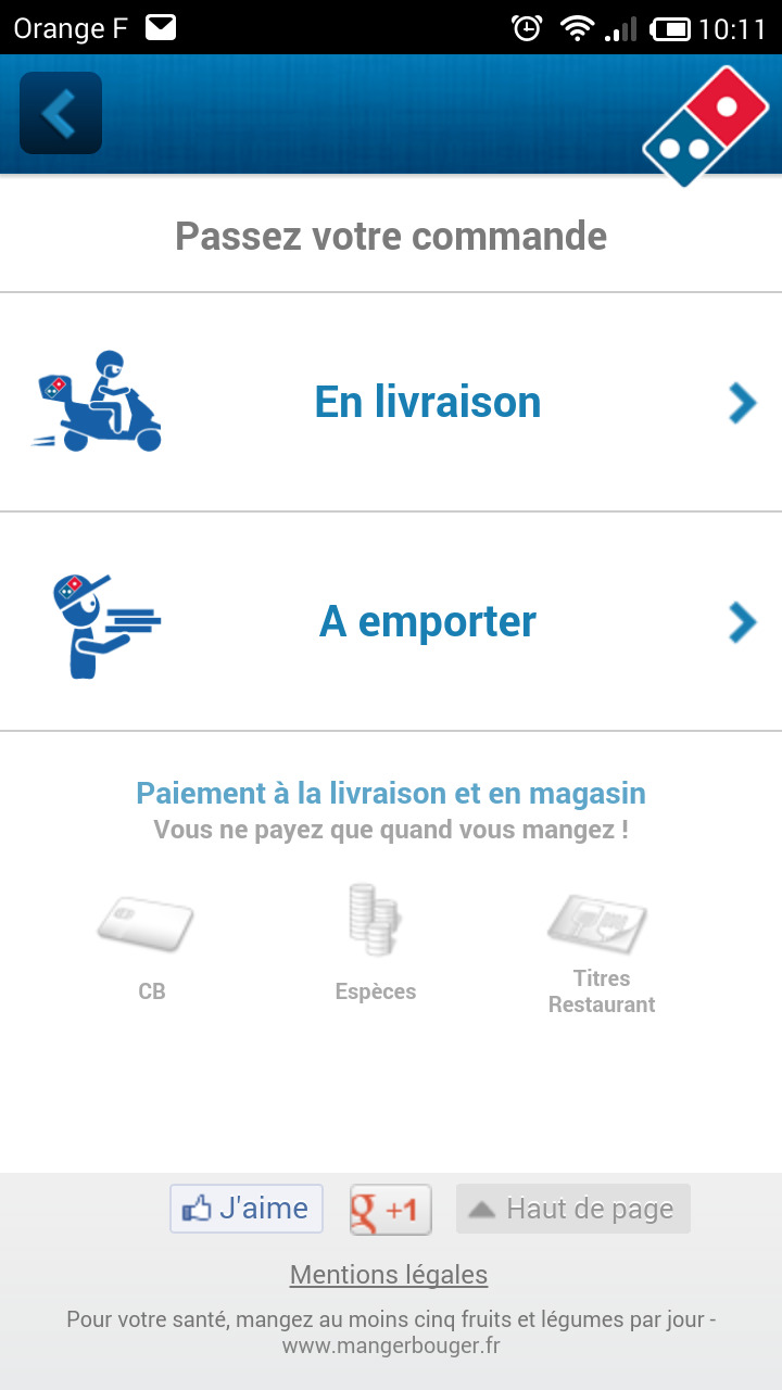 Dominos Pizza France Screen 1