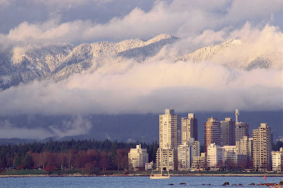 A winter view across to West End in Vancouver, British Columbia
