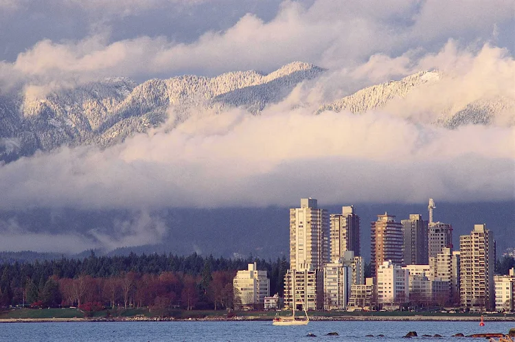 A winter view across to West End in Vancouver, British Columbia
