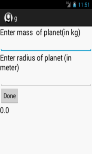 g acceleration due to gravity