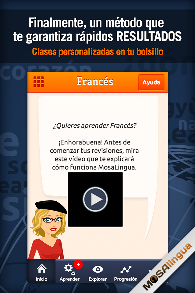 Android application Learn French with MosaLingua screenshort