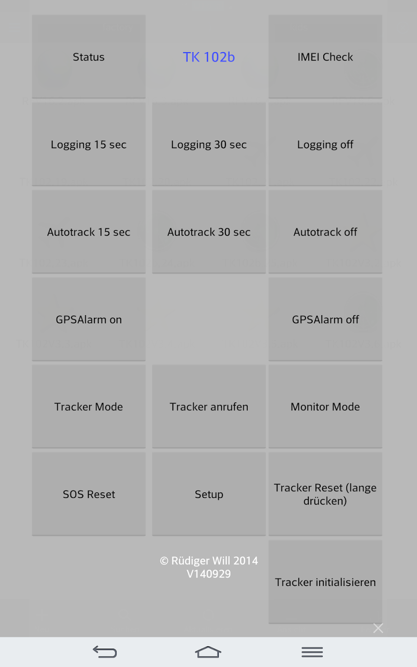 TK 102b SMS-Codes versenden Screen 2