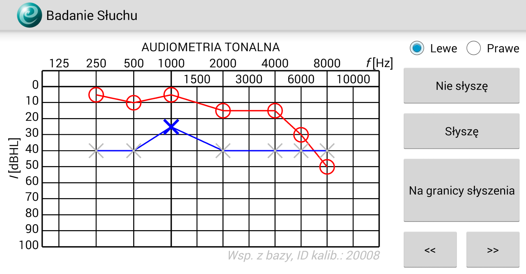   Badanie słuchu – zrzut ekranu 