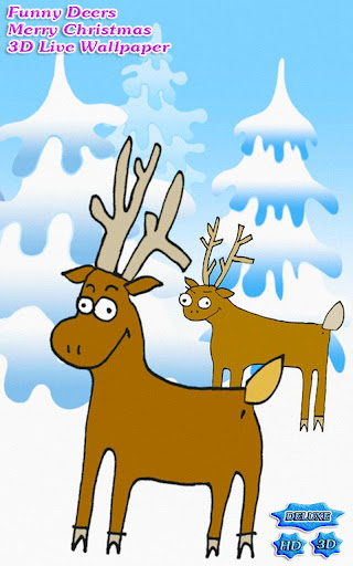 3D Funny Deers Merry Christmas