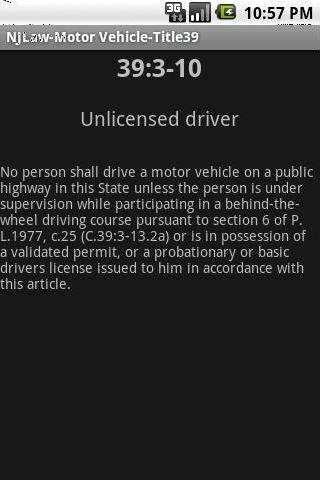 NJLAW Motor Vehicle - Title 39 Screen 2