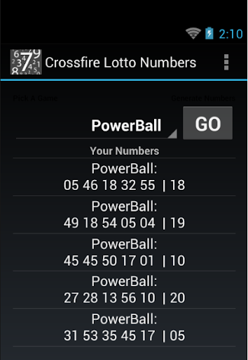 Crossfire Lotto Numbers