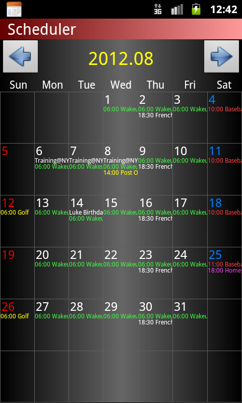 Android application Scheduler screenshort